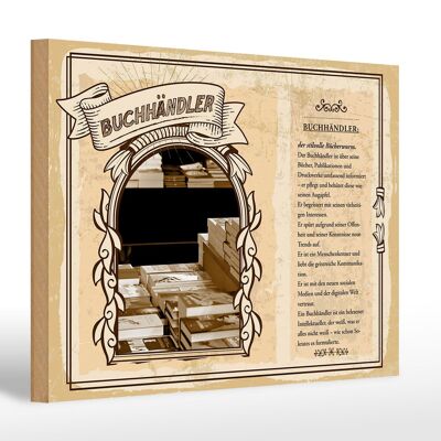 Wooden sign professions 30x20cm bookseller books Aufapfel trends