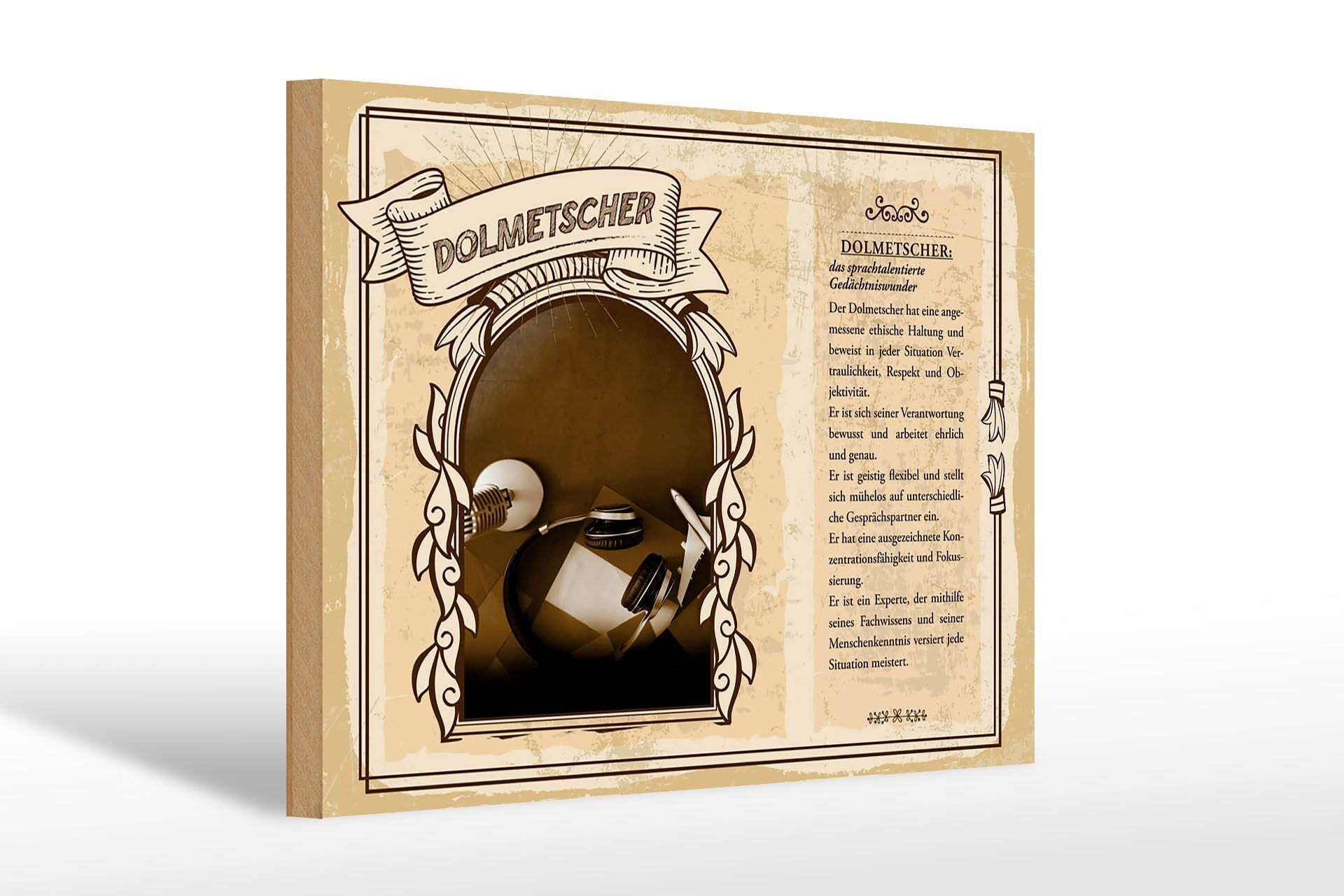 Cartel de madera profesiones 30x20cm intérprete memoria milagro