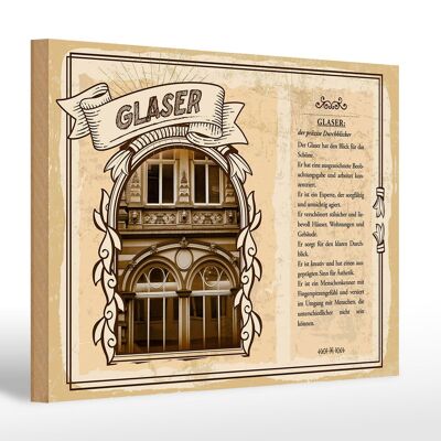 Panneau en bois métiers 30x20cm vitrier visionneuse précise