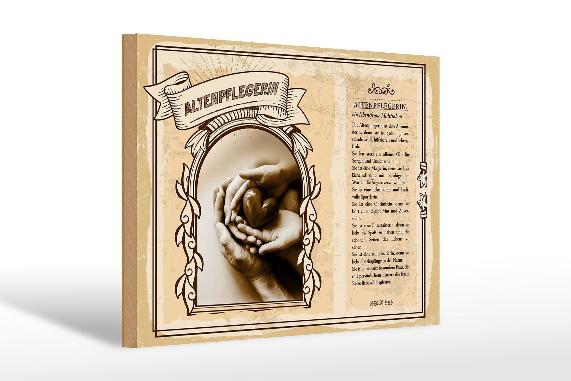 Cartello in legno professioni 30x20 cm infermiera geriatrica allegro talento shild