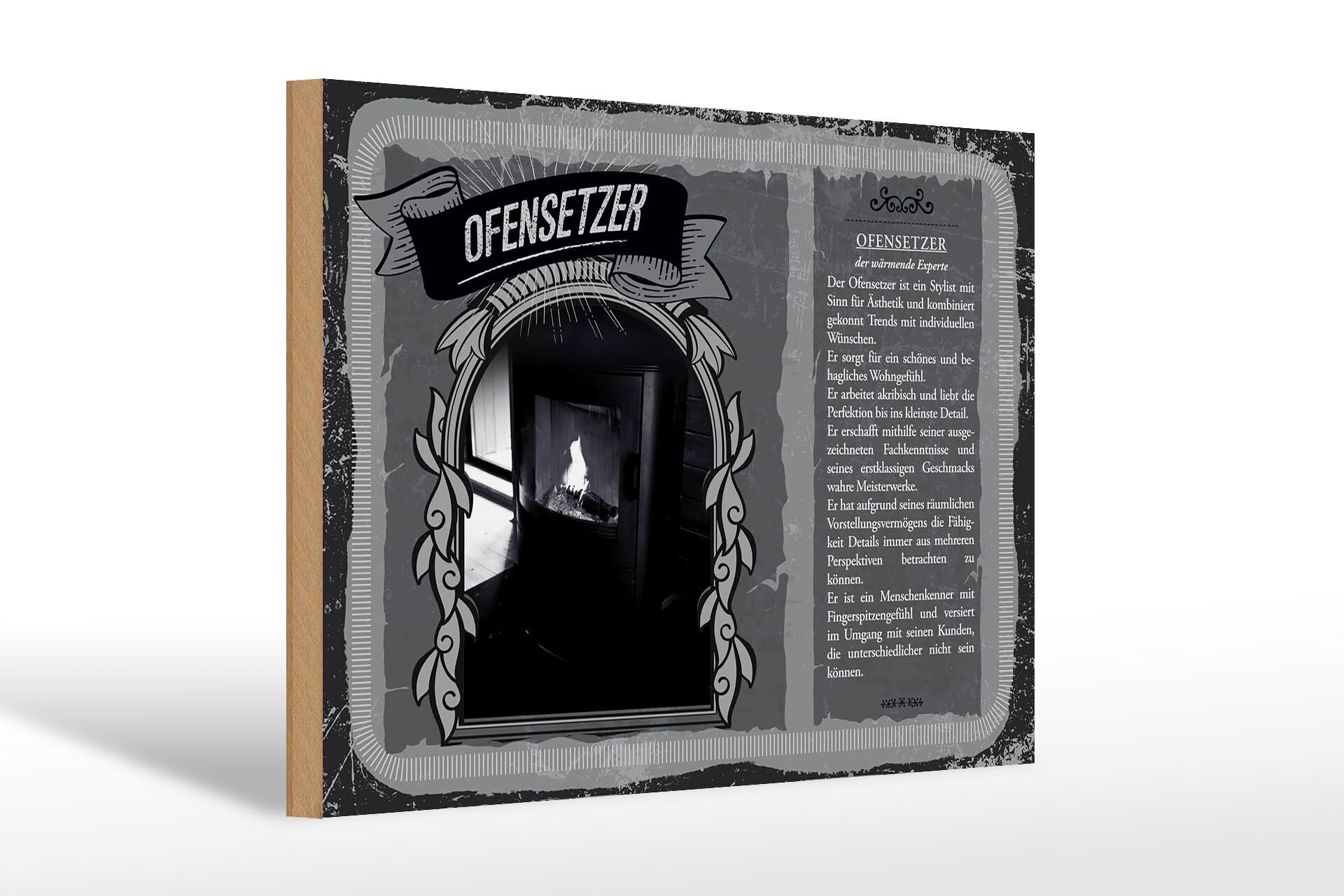 Cartello in legno professioni 30x20cm apri calore esperto stilista