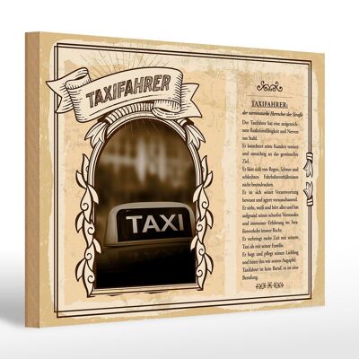 Wooden sign professions taxi driver nerves of steel 30x20cm