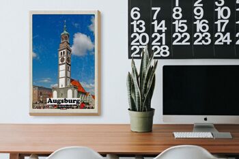 Panneau en bois villes Augsbourg Allemagne Perlachturm 20x30cm 3