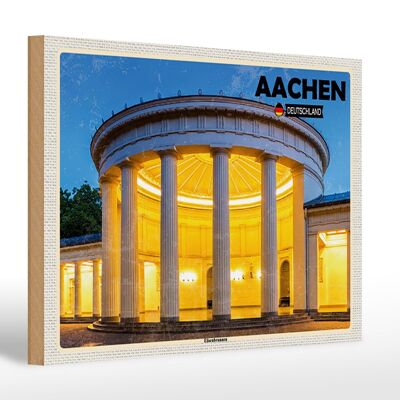 Cartel de madera ciudades Aquisgrán Alemania Elisenbrunnen 30x20cm