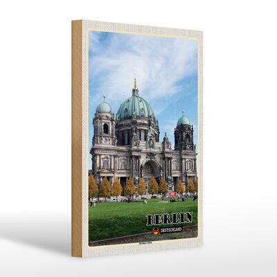 Cartel de madera ciudades Berlín capital catedral arquitectura 20x30cm