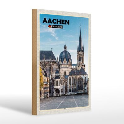 Holzschild Städte Aachen Deutschland Dom Architektur 20x30cm