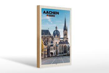 Panneau en bois villes Aix-la-Chapelle Allemagne architecture cathédrale 20x30cm 1