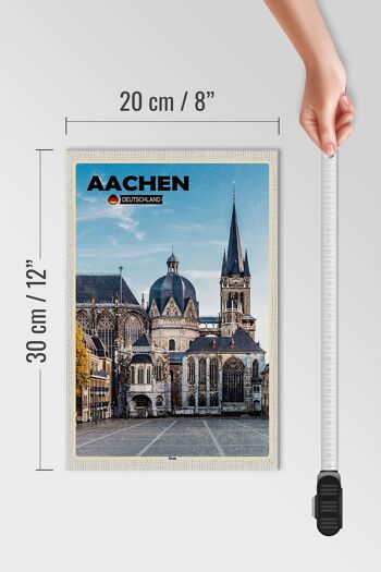 Panneau en bois villes Aix-la-Chapelle Allemagne architecture cathédrale 20x30cm 4