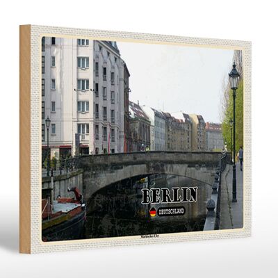 Cartel de madera ciudades Berlín Alemania Märkisches Ufer 30x20cm