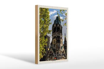 Panneau en bois villes Berlin Memorial Church Allemagne 20x30cm 1