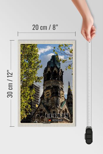 Panneau en bois villes Berlin Memorial Church Allemagne 20x30cm 4