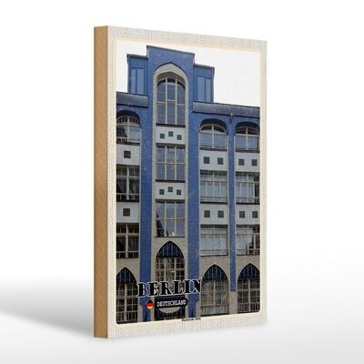 Cartello in legno città Berlino Hackesche Höfe capitale 20x30 cm