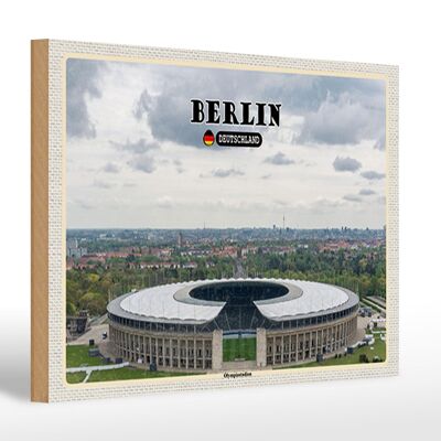 Panneau en bois villes Stade olympique de Berlin Allemagne 30x20cm