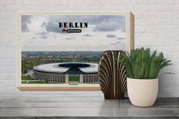 Panneau en bois villes Stade olympique de Berlin Allemagne 30x20cm 3