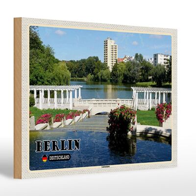 Cartel de madera ciudades Berlín Alemania Lietzensee 30x20cm