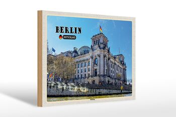 Panneau en bois villes Berlin Reichstag politique architecture 30x20cm 1