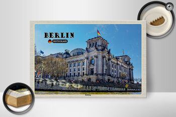 Panneau en bois villes Berlin Reichstag politique architecture 30x20cm 2