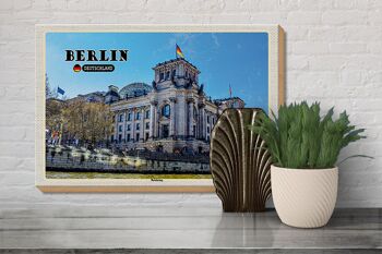 Panneau en bois villes Berlin Reichstag politique architecture 30x20cm 3