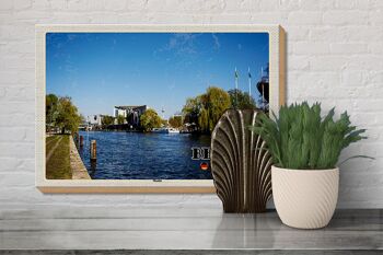 Panneau en bois villes Berlin Allemagne rivière Moabit 30x20cm 3