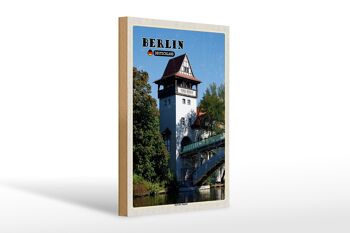 Panneau en bois villes Berlin Île de la Jeunesse Voyage 20x30cm 1