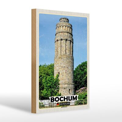 Cartello in legno città Bochum Architettura torre Bismarck 20x30cm