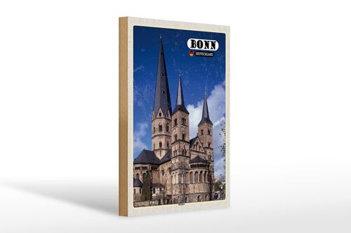 Holzschild Städte Bonn Münster Altstadt Deutschland 20x30cm