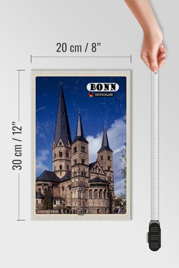 Panneau en bois villes Bonn Münster vieille ville Allemagne 20x30cm 4