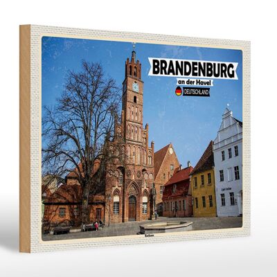 Letrero de madera ciudades del ayuntamiento de Brandenburg an der Havel 30x20cm