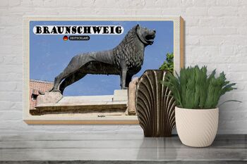 Panneau en bois villes château de Braunschweig architecture du lion 30x20cm 3