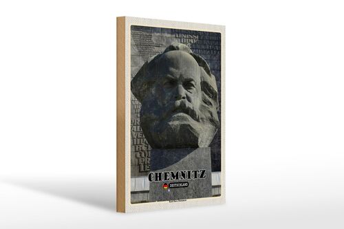 Holzschild Städte Chemnitz Karl-Marx-Monument 20x30cm