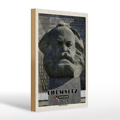 Holzschild Städte Chemnitz Karl-Marx-Monument 20x30cm