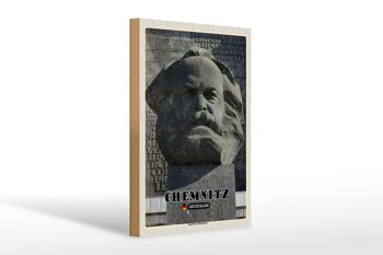 Panneau en bois villes Chemnitz Monument Karl Marx 20x30cm 1