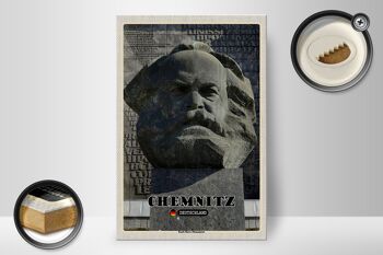 Panneau en bois villes Chemnitz Monument Karl Marx 20x30cm 2