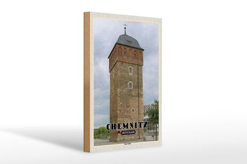 Holzschild Städte Chemnitz Deutschland Roter Turm 20x30cm