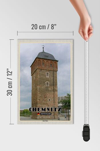 Panneau en bois villes Chemnitz Allemagne Tour Rouge 20x30cm 4