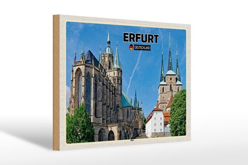 Holzschild Städte Erfurt Deutschland Dom Altstadt 30x20cm