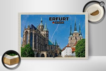 Panneau en bois villes Erfurt Allemagne cathédrale vieille ville 30x20cm 2
