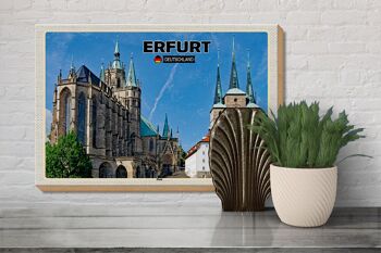Panneau en bois villes Erfurt Allemagne cathédrale vieille ville 30x20cm 3