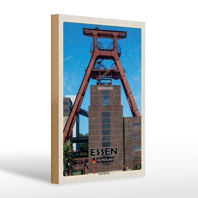 Panneau en bois villes Essen Allemagne Zeche Zollverein 20x30cm