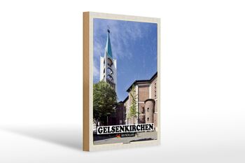 Panneau en bois villes Gelsenkirchen vieille ville église 20x30cm 1