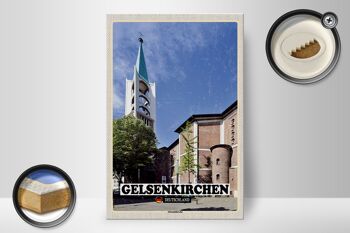 Panneau en bois villes Gelsenkirchen vieille ville église 20x30cm 2