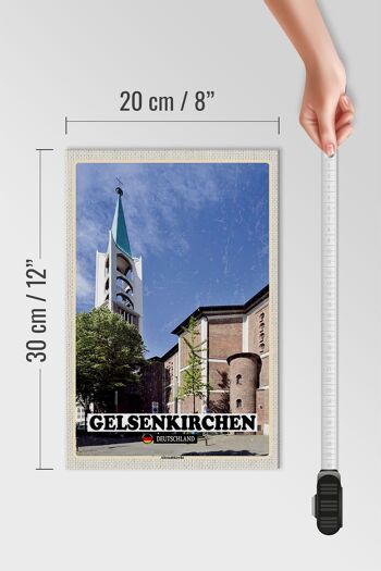 Panneau en bois villes Gelsenkirchen vieille ville église 20x30cm 4
