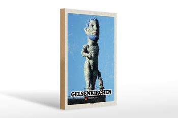 Panneau en bois villes Gelsenkirchen sculpture Hercule 20x30cm 1