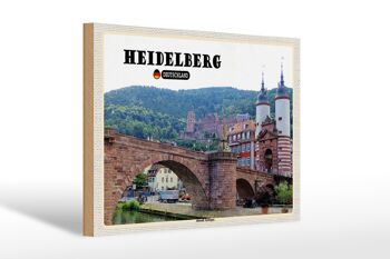 Panneau en bois villes Heidelberg, arcade de la vieille ville 30x20cm 1