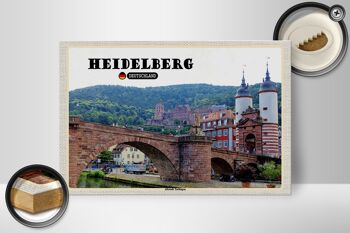 Panneau en bois villes Heidelberg, arcade de la vieille ville 30x20cm 2