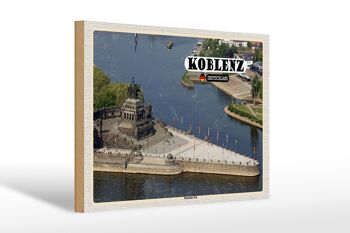 Panneau en bois villes Coblence Deutsches Eck court voyage 30x20cm 1