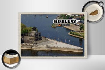 Panneau en bois villes Coblence Deutsches Eck court voyage 30x20cm 2