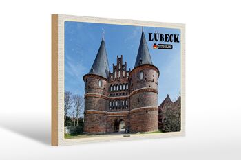Panneau en bois villes Lübeck Allemagne Holstentor 30x20cm 1