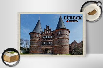 Panneau en bois villes Lübeck Allemagne Holstentor 30x20cm 2