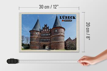 Panneau en bois villes Lübeck Allemagne Holstentor 30x20cm 4